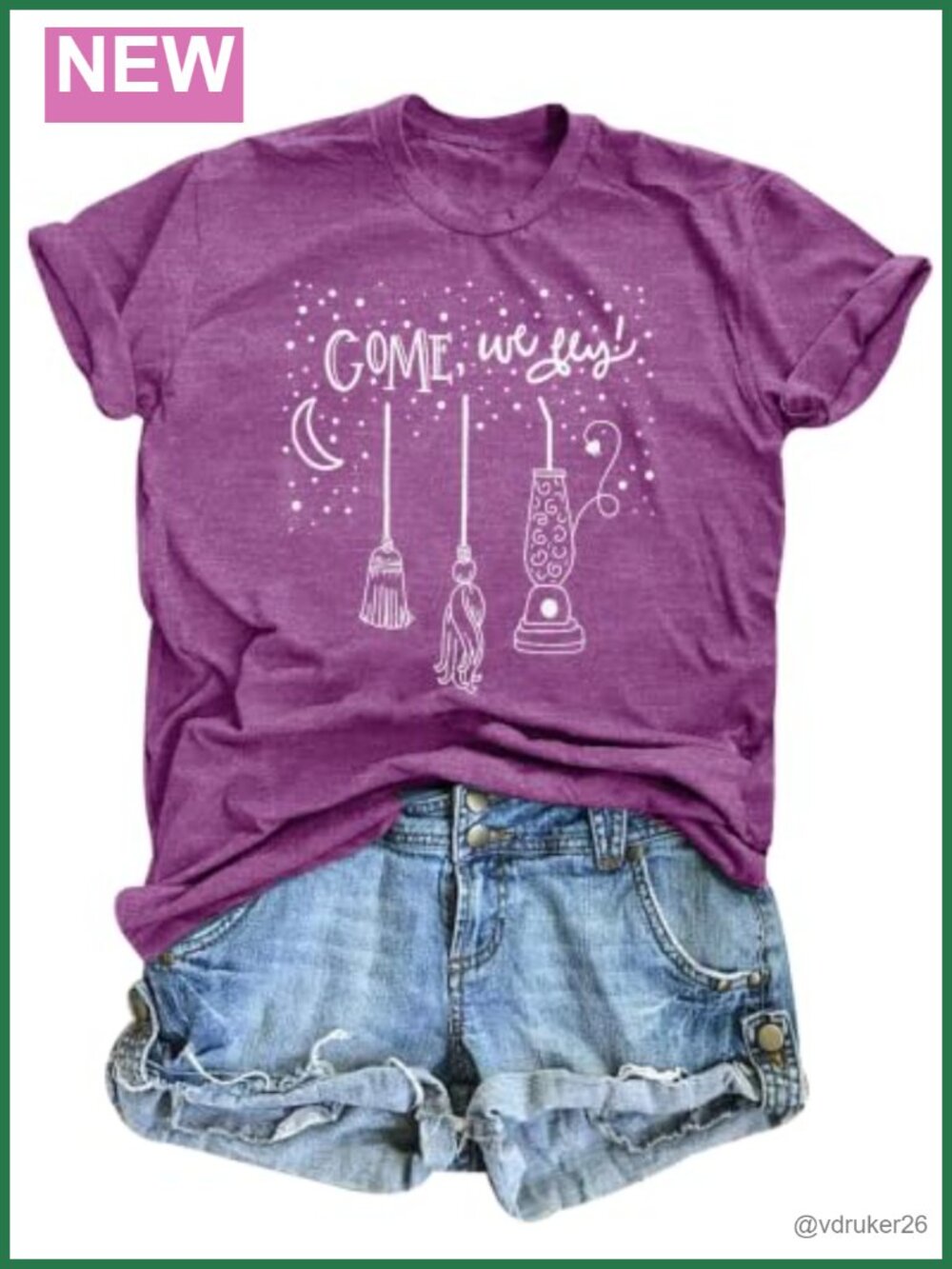 Hocus Pocus Halloween T-Shirt Come We Fly Letter Print Short Sleeve Crew Neck